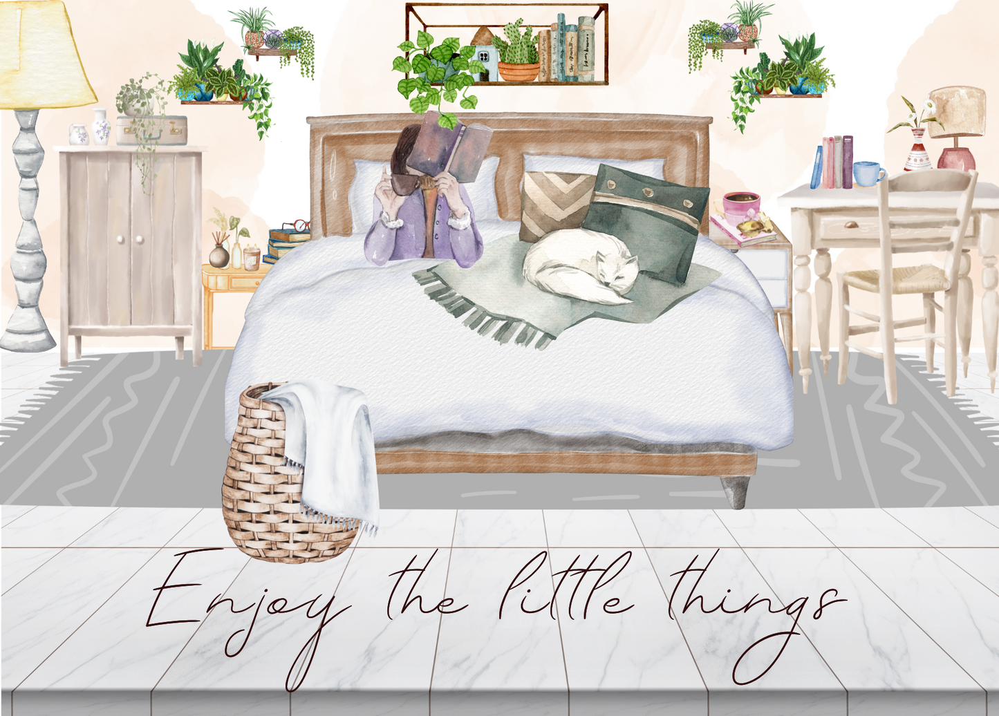 The Dreamer's Bookshop "Bedroom" Enjoy Little Things Card - The Dreamer's Bookshop.