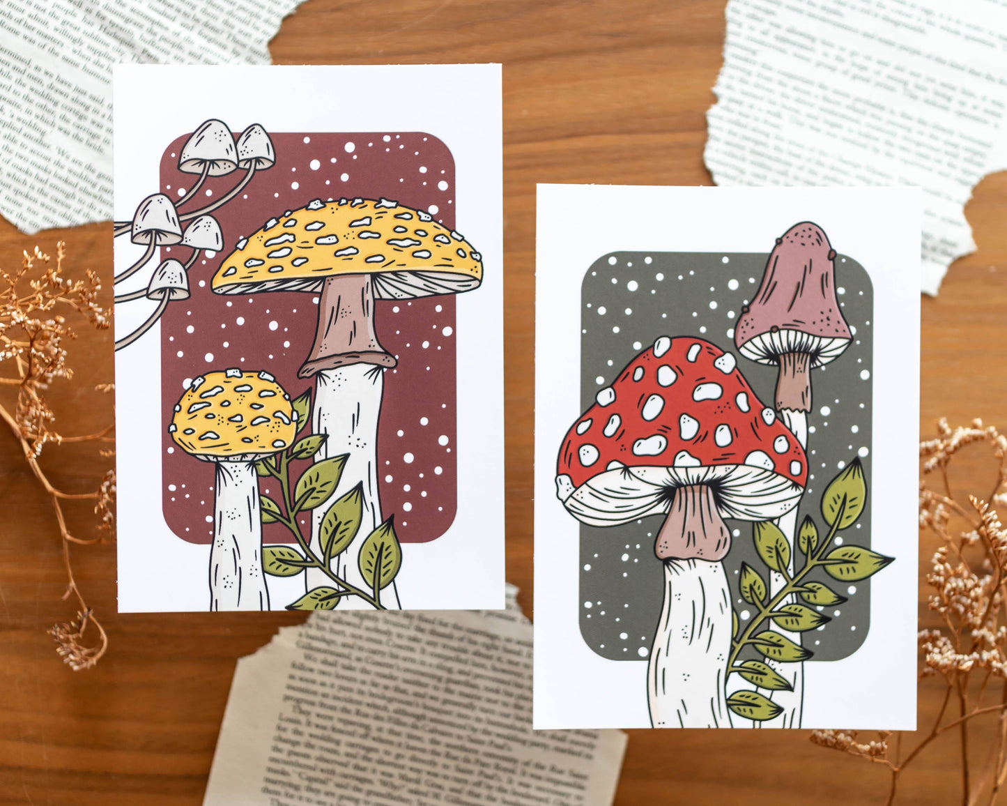 Basically Britt - Set of 2 postcards - Toadstools - The Dreamer's Bookshop.