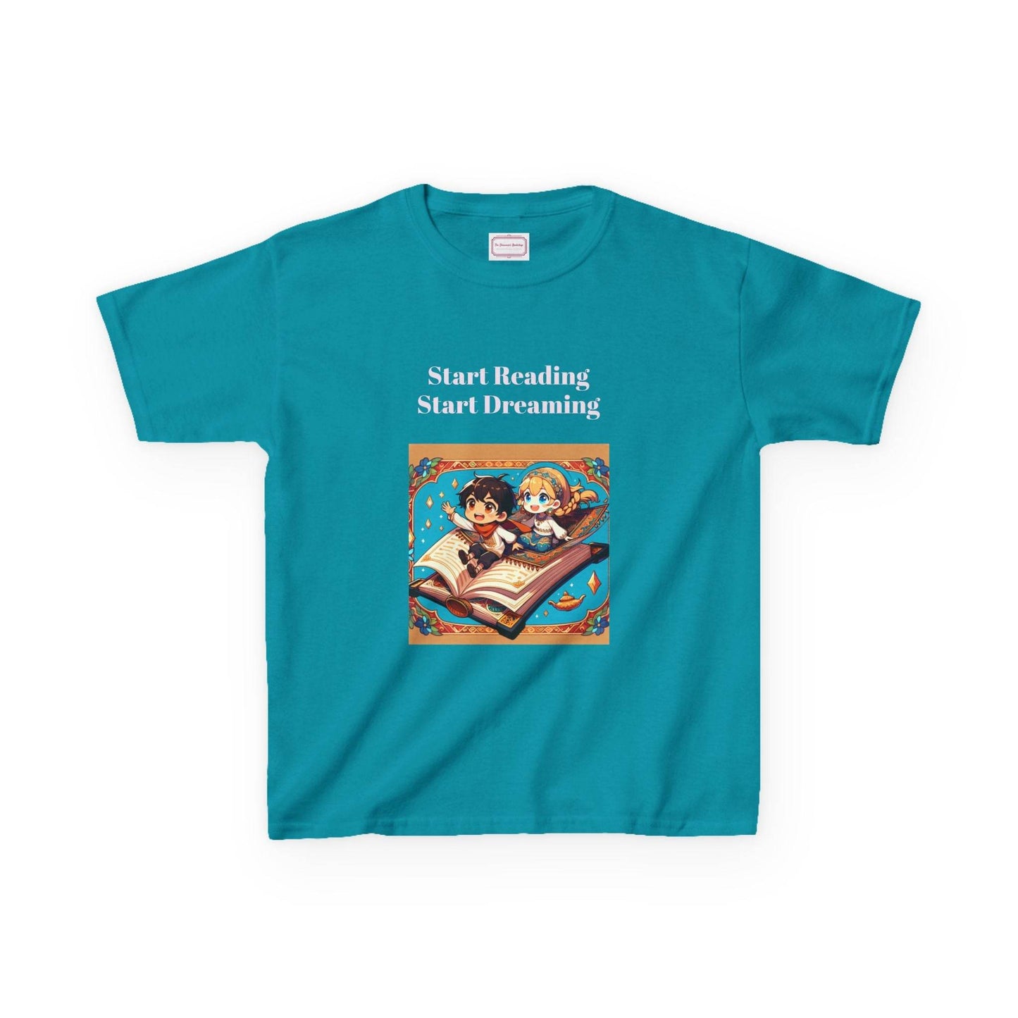 US (Ww) Kids Heavy Cotton™ Tee - Start Reading Start Dreaming Shirt - The Dreamer's Bookshop.