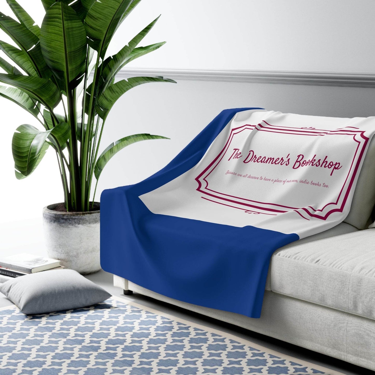 Cozy Sherpa Fleece Blanket - 'The Dreamer's Bookshop' Design - The Dreamer's Bookshop.