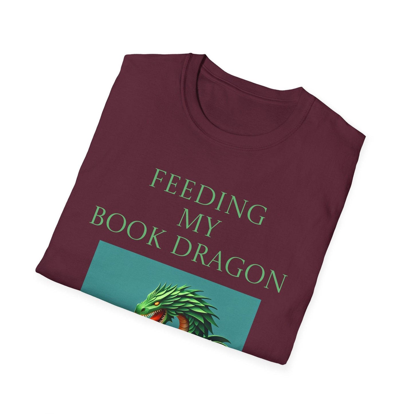 Unisex Softstyle T-Shirt - 'Book Dragon' - The Dreamer's Bookshop.