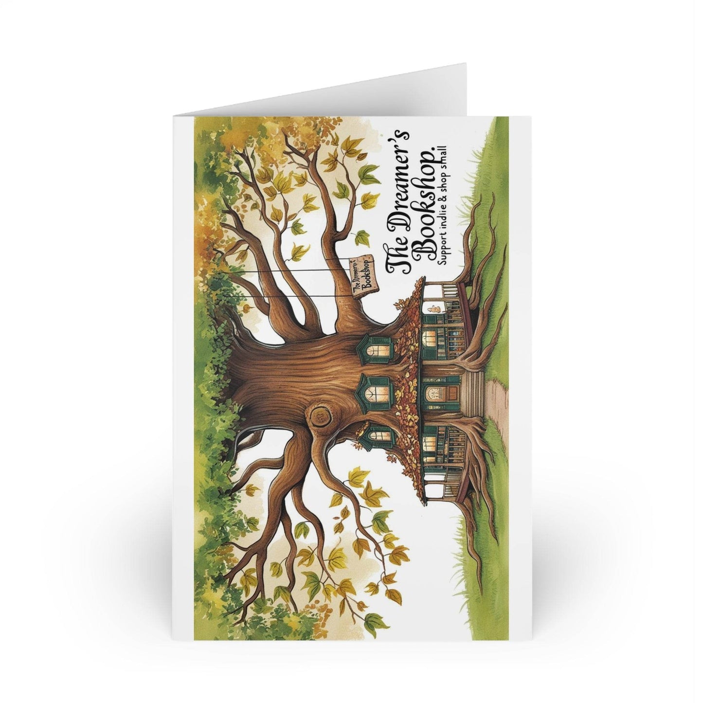 The Dreamer's Bookshop Colorful Tree and Books Card - The Dreamer's Bookshop.
