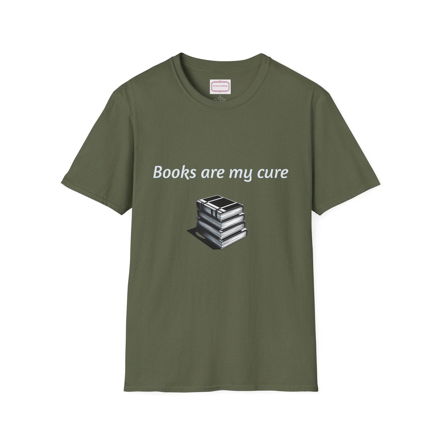 Inspirational Unisex Softstyle T-Shirt - Books are my cure - The Dreamer's Bookshop.