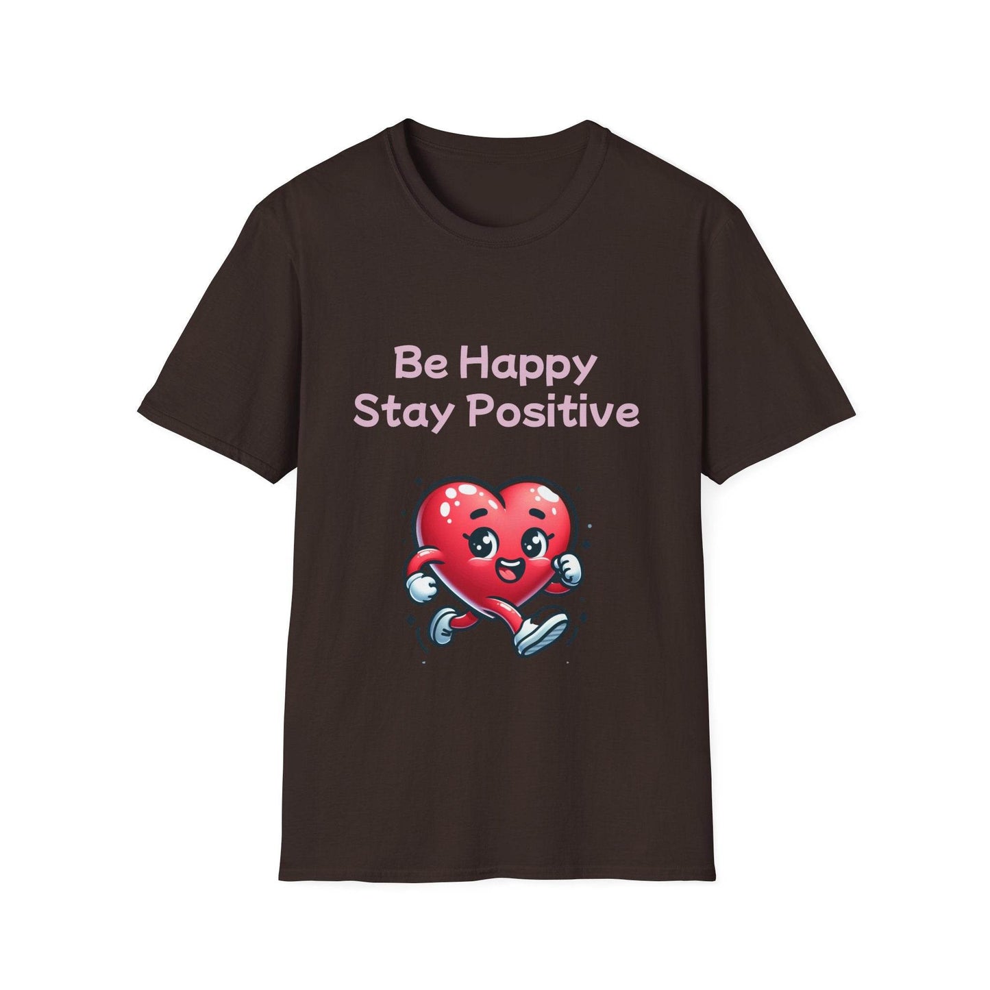 Be Happy Stay Positive Unisex Softstyle T-Shirt - Cheerful Graphic Tee for Everyday Wear - The Dreamer's Bookshop.