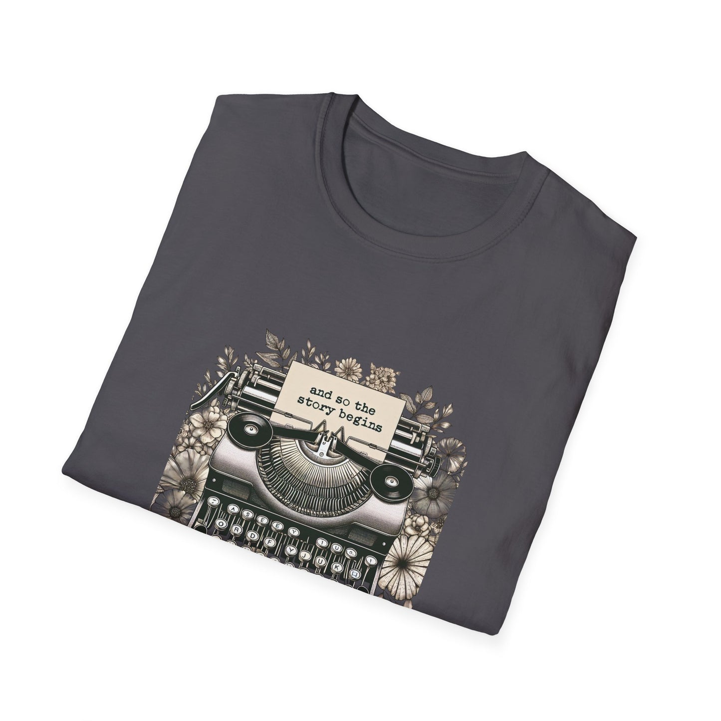 Unisex T-Shirt - Vintage Writing "Story Begins" for Book Lovers - The Dreamer's Bookshop.