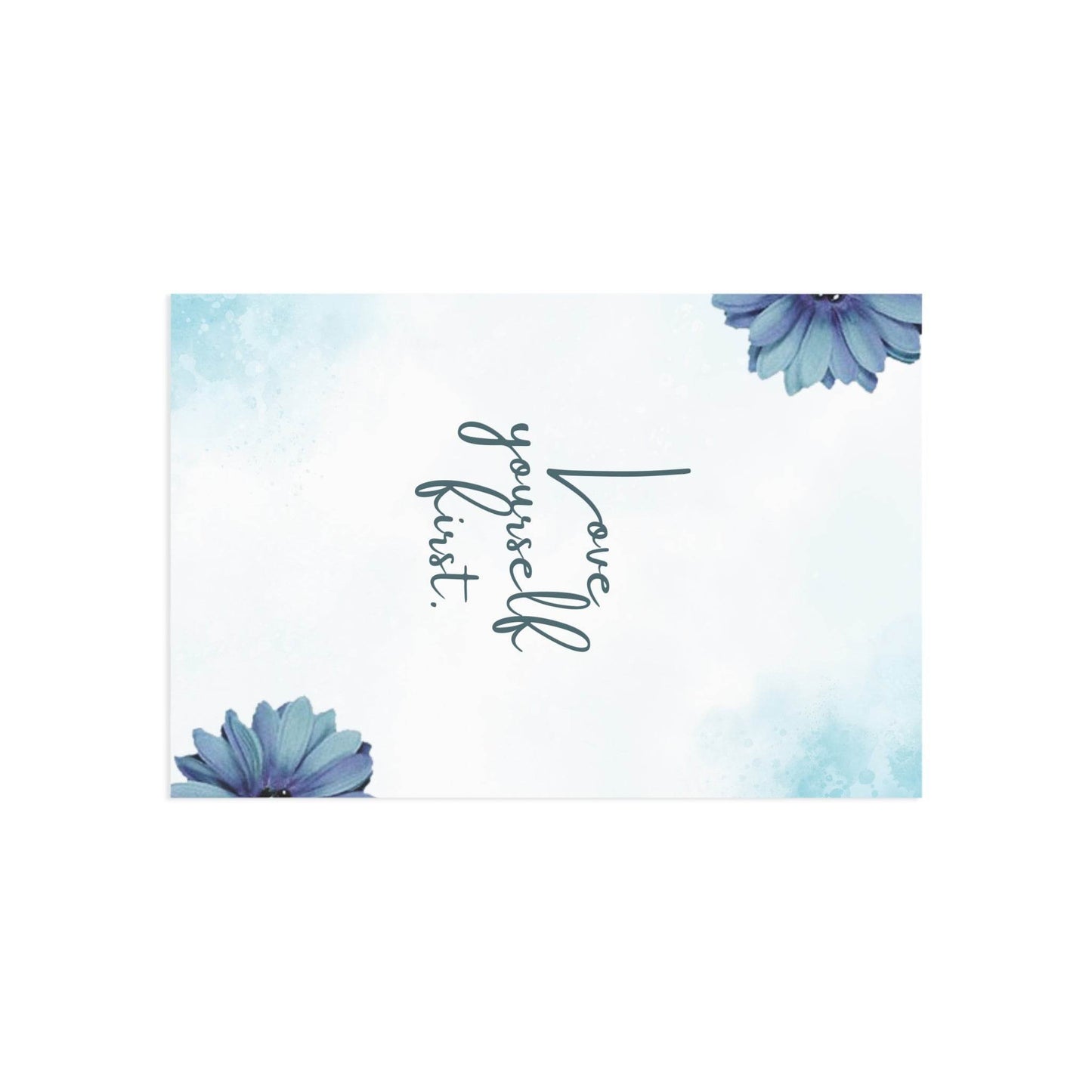 The Dreamer's Bookshop Blue Flower "Love Yourself" Art Print Card - The Dreamer's Bookshop.