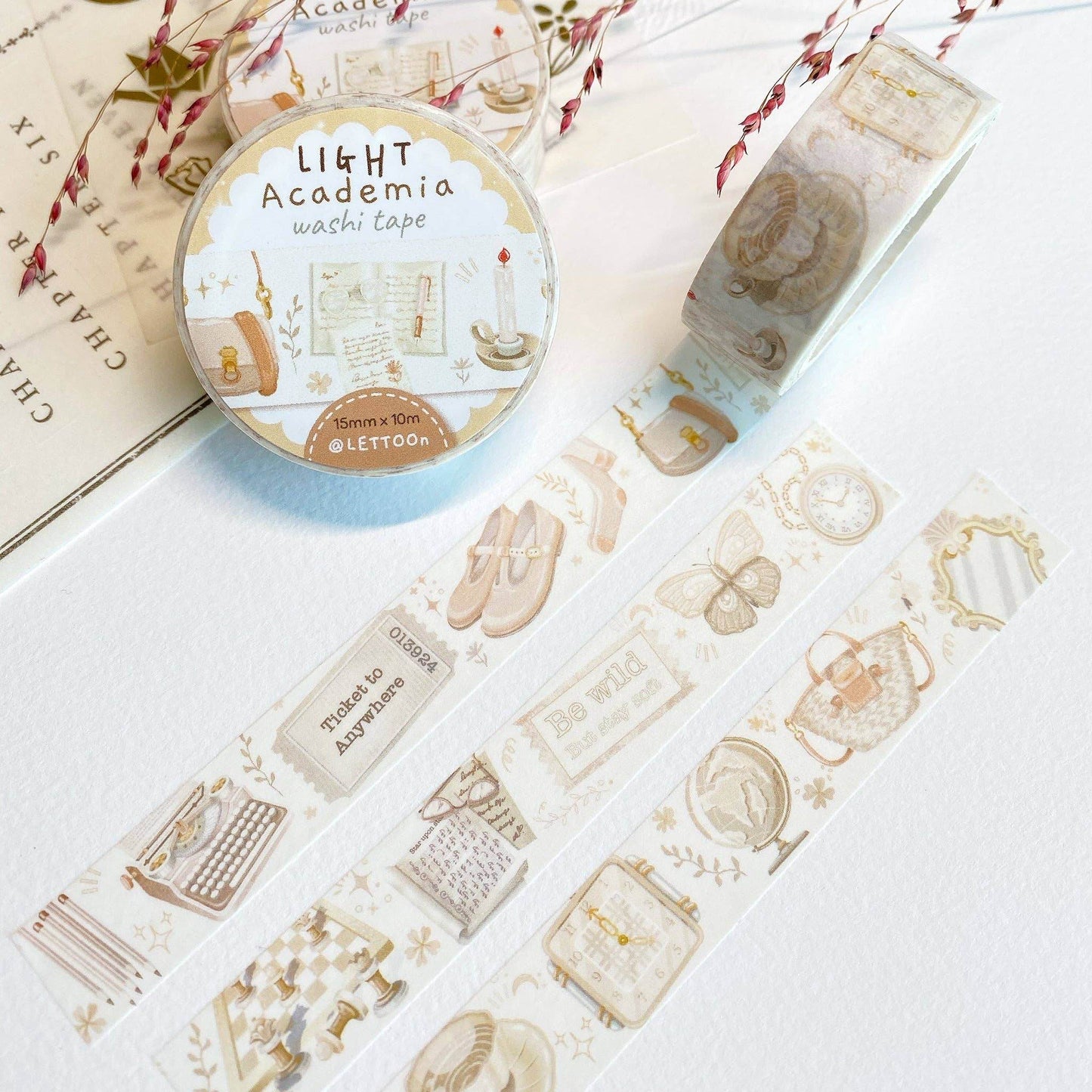 LETTOOn - Washi Tape - Dark & Light Academia - The Dreamer's Bookshop.