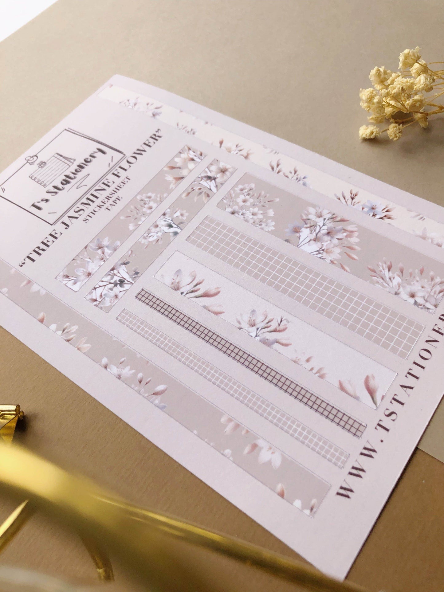 T's Stationery - Stickerveltape „Tree Jasmine Flower” - The Dreamer's Bookshop.