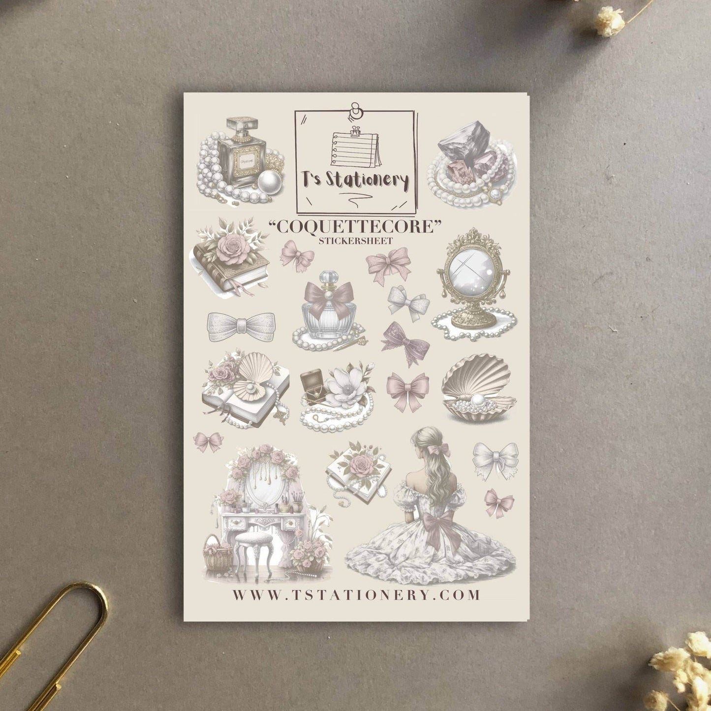 T's Stationery - Stickervel „Coquettecore” - The Dreamer's Bookshop.