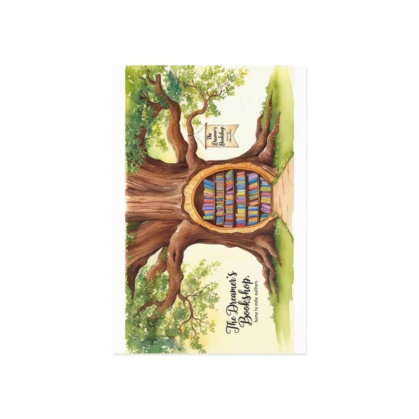 The Dreamer's Bookshop - Tree and Books Card - The Dreamer's Bookshop.