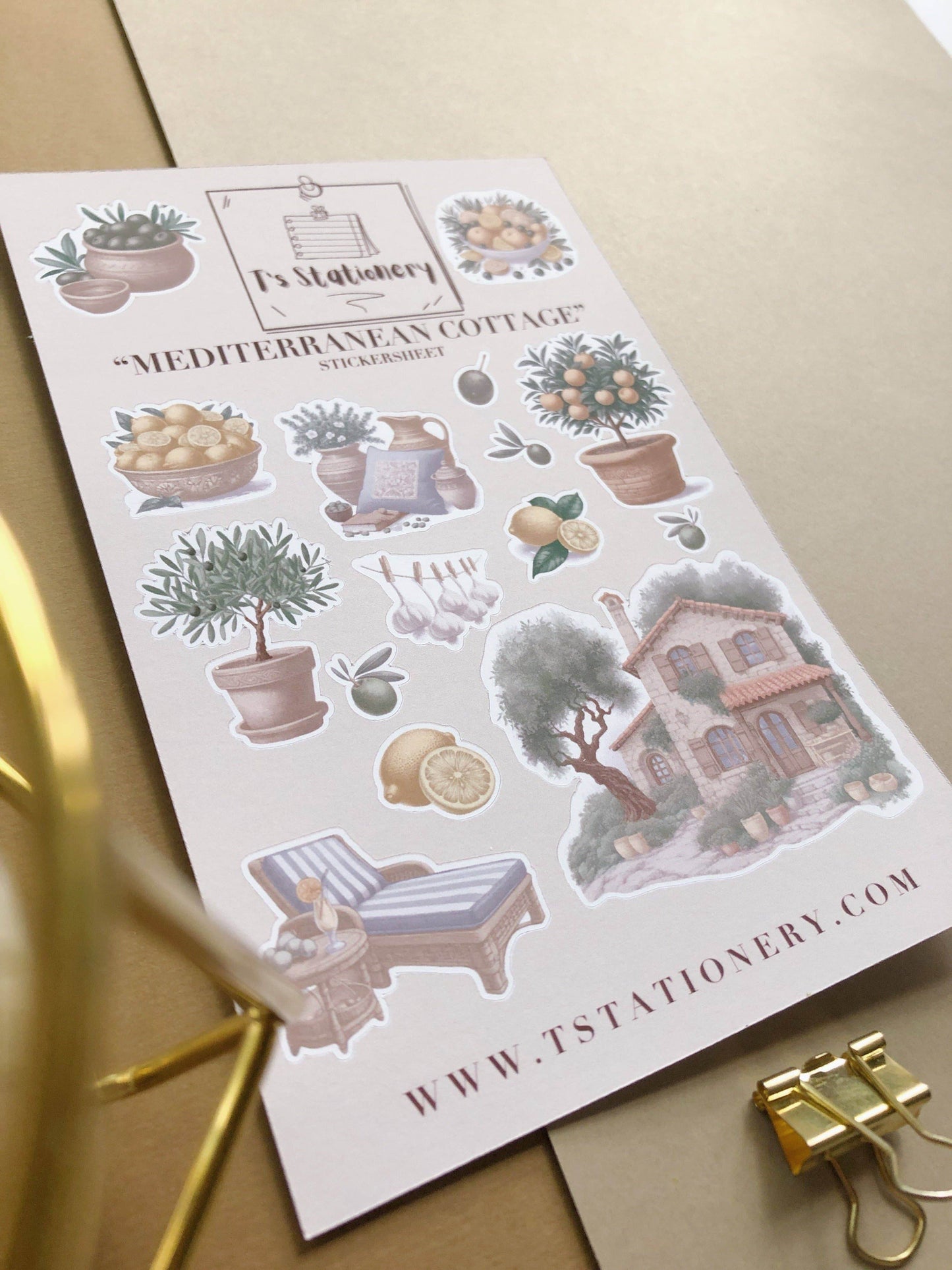 T's Stationery - Stickervel „Mediterranean Cottage” - The Dreamer's Bookshop.
