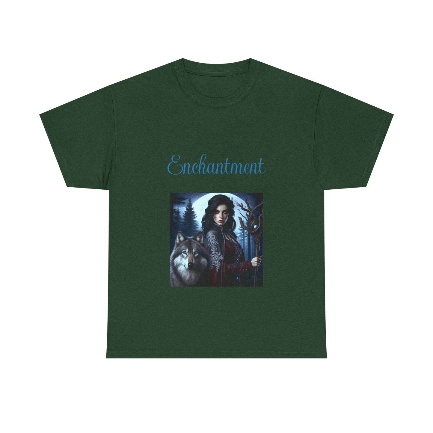 Enchanting Wolf Witch Unisex Heavy Cotton Tee - The Dreamer's Bookshop.