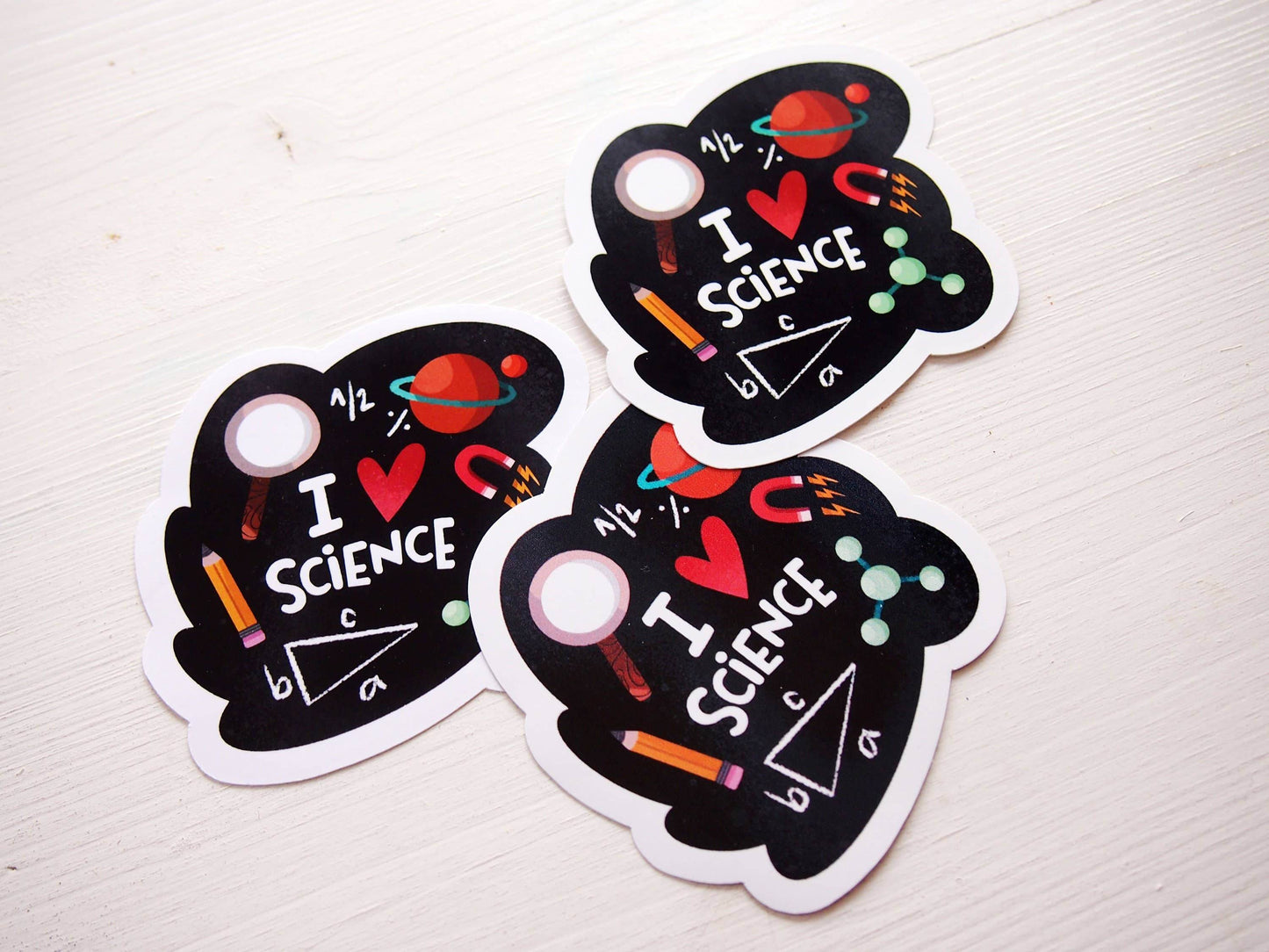 Irene Renon illustrations - Ik hou van wetenschap, vinylsticker, wetenschappelijke geschenken, wetenschapsleraar - The Dreamer's Bookshop.