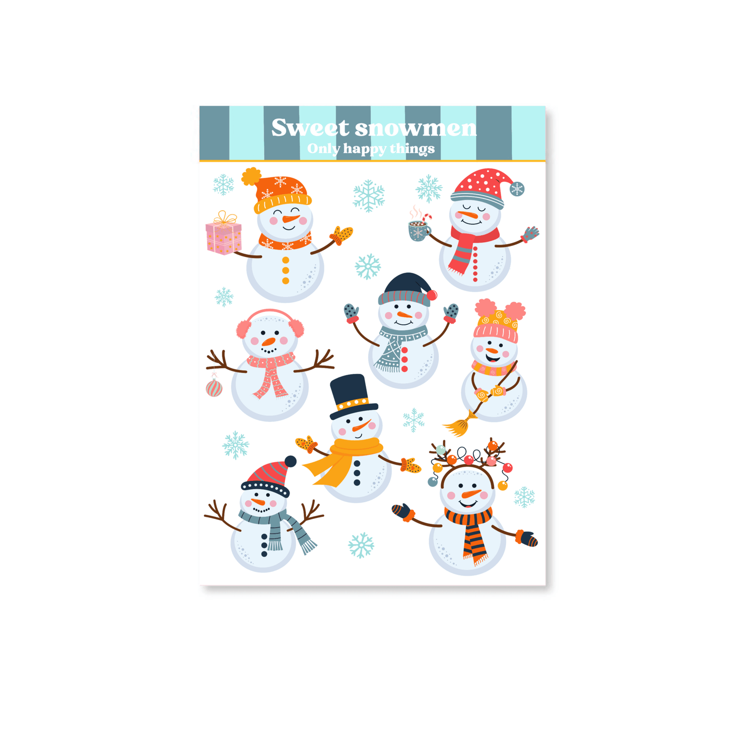 Only Happy Things Stationery - Stickervel Sweet Snowmen - The Dreamer's Bookshop.