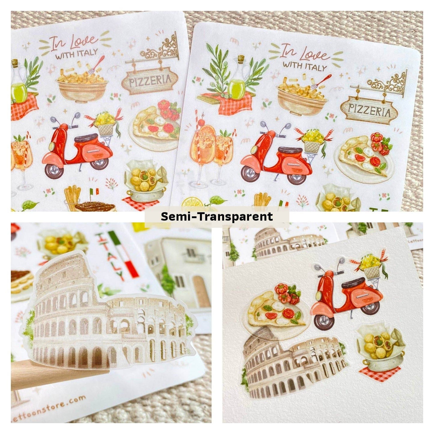 LETTOOn - Stickervel - In Love With Italy - The Dreamer's Bookshop.