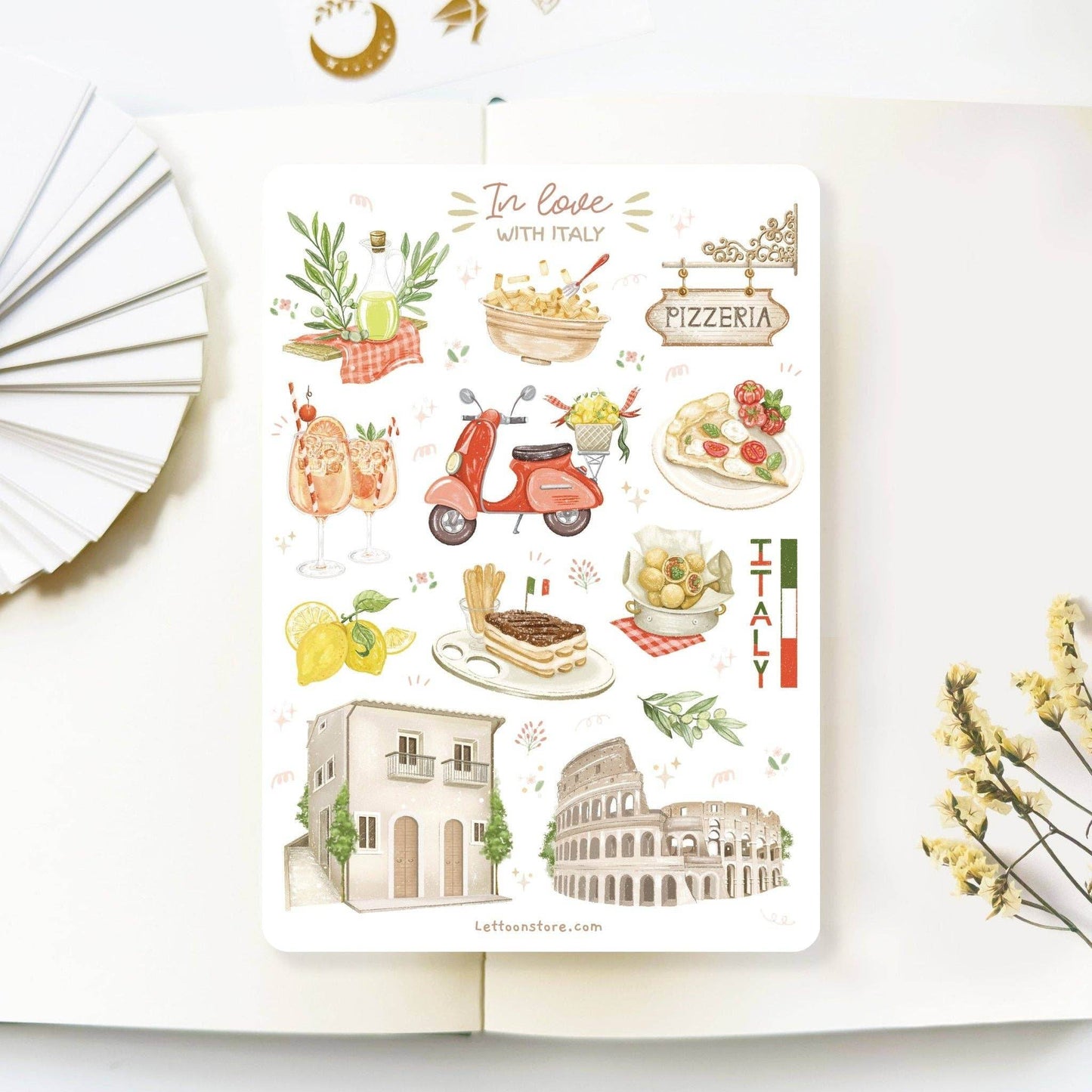 LETTOOn - Stickervel - In Love With Italy - The Dreamer's Bookshop.