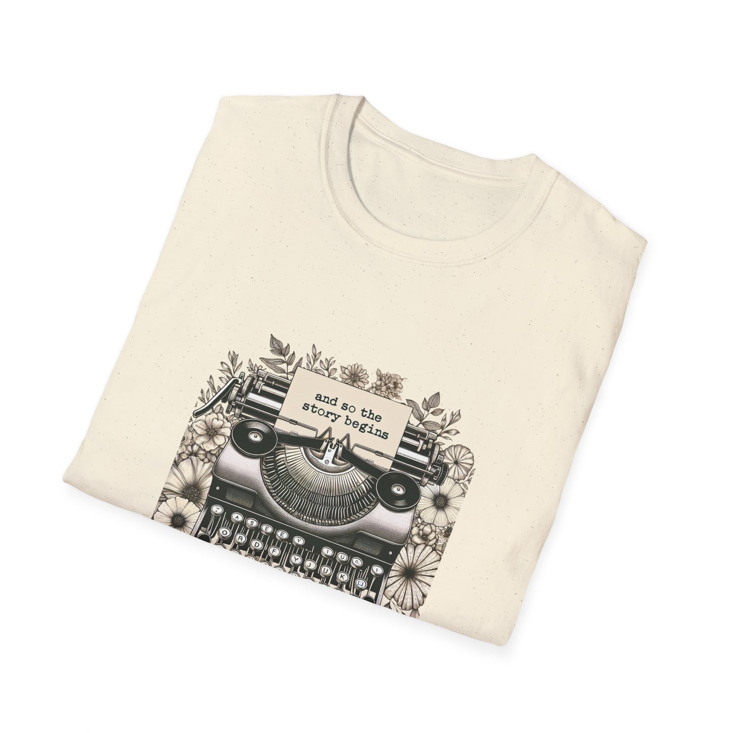 Unisex T-Shirt - Vintage Writing "Story Begins" for Book Lovers - The Dreamer's Bookshop.