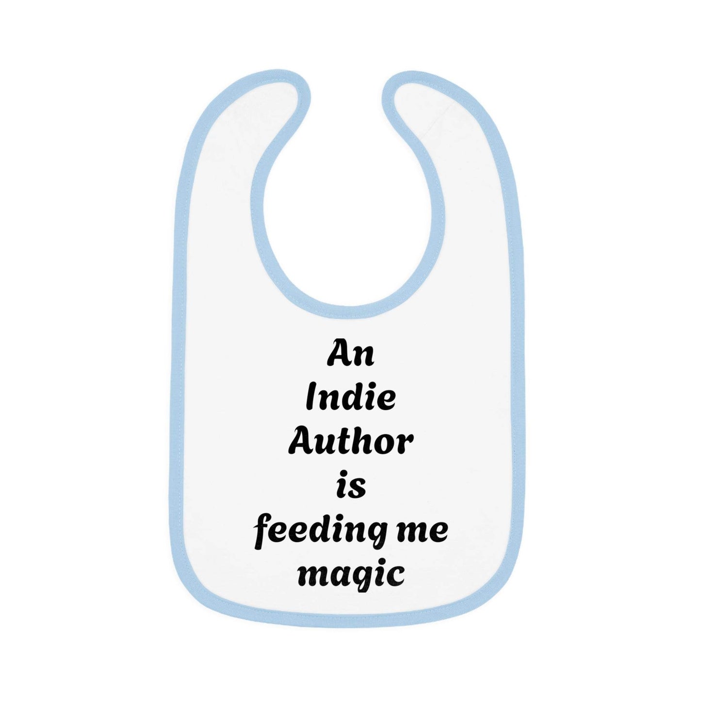 US - Indie Author Baby Bib - Feeding Me Magic Contrast Trim Jersey Bib - The Dreamer's Bookshop.