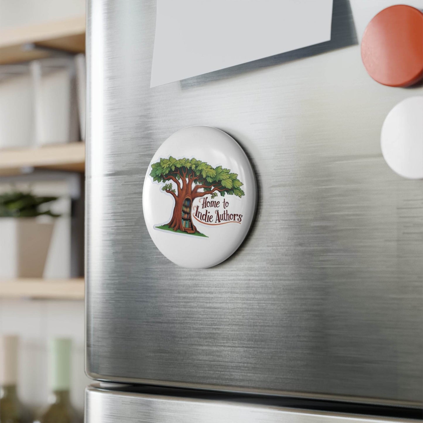 Indie Authors Button Magnet - Home to Indie Authors - Creative Gift for Book Lovers - The Dreamer's Bookshop.