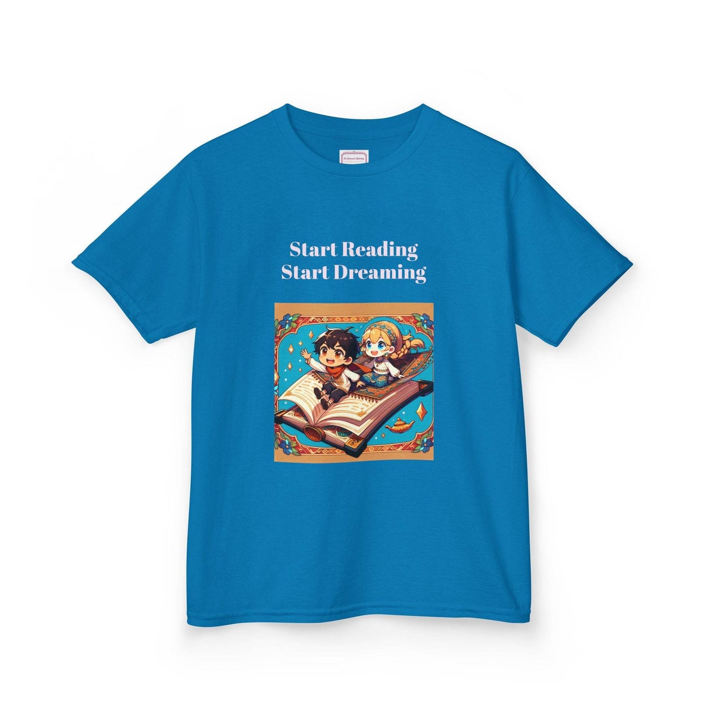 US (Ww) Kids Heavy Cotton™ Tee - Start Reading Start Dreaming Shirt - The Dreamer's Bookshop.