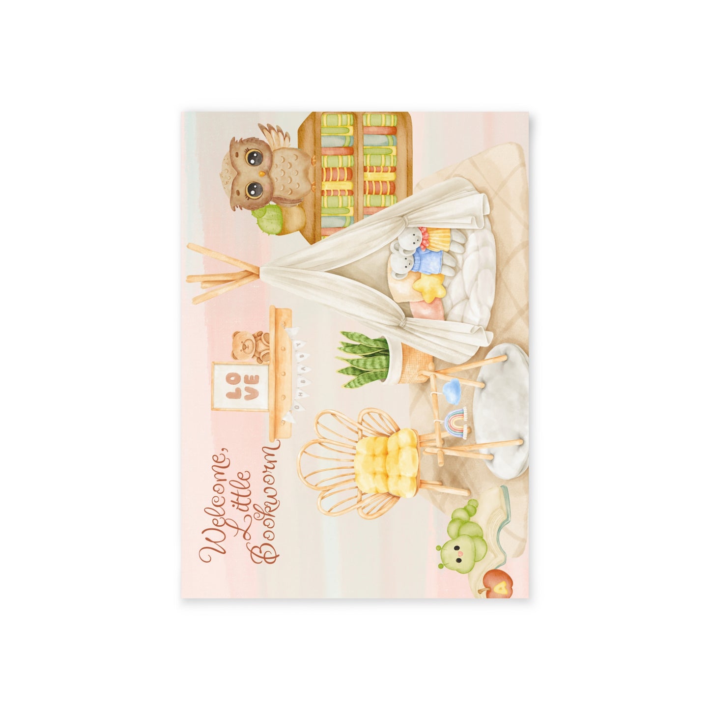 The Dreamer's Bookshop Cute "Bookworm" Baby Card - The Dreamer's Bookshop.