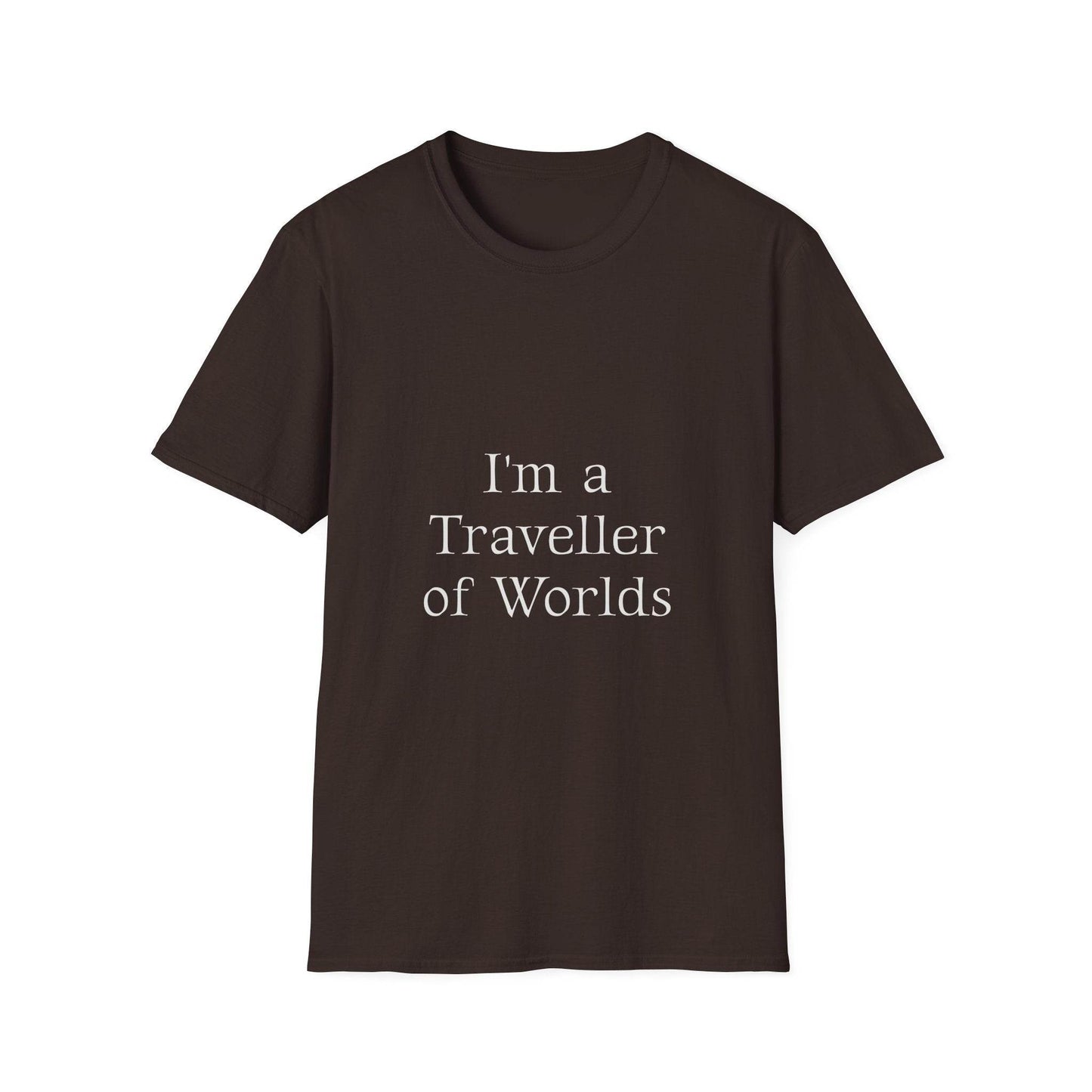 Unisex Softstyle T-Shirt - 'I'm a Traveller of Worlds' & 'Books Take Me Places Far & Beyond' - The Dreamer's Bookshop.