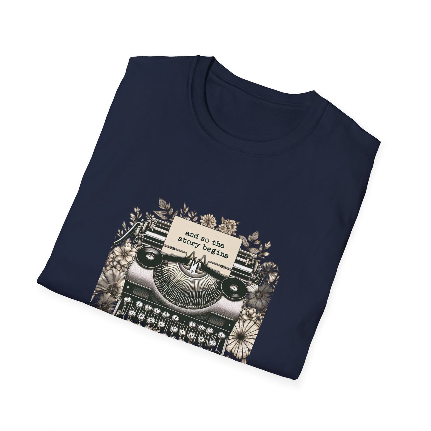 Unisex T-Shirt - Vintage Writing "Story Begins" for Book Lovers - The Dreamer's Bookshop.