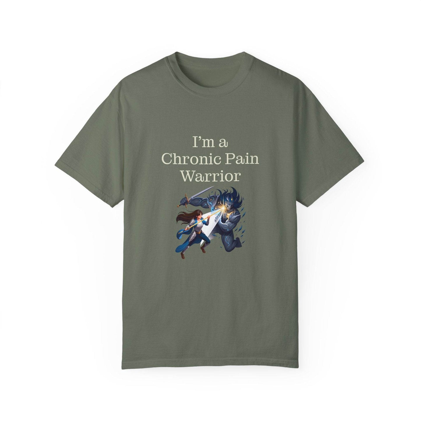 Chronic Pain Warrior Unisex Garment-Dyed T-shirt - Inspirational Motivational Tee - The Dreamer's Bookshop.
