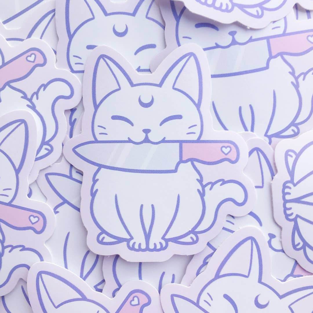 Nikury - White Meowgic | Protect Cat Vinyl Sticker - The Dreamer's Bookshop.