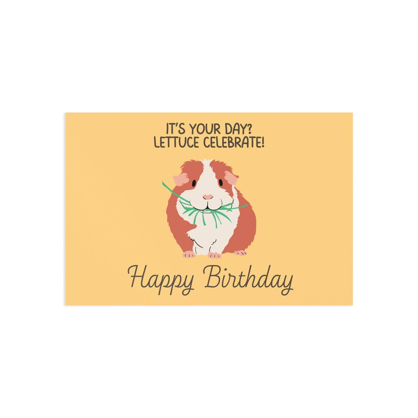 The Dreamer's Bookshop Cute "Lettuce Celebrate" Guinea Pig Birthday Card - The Dreamer's Bookshop.