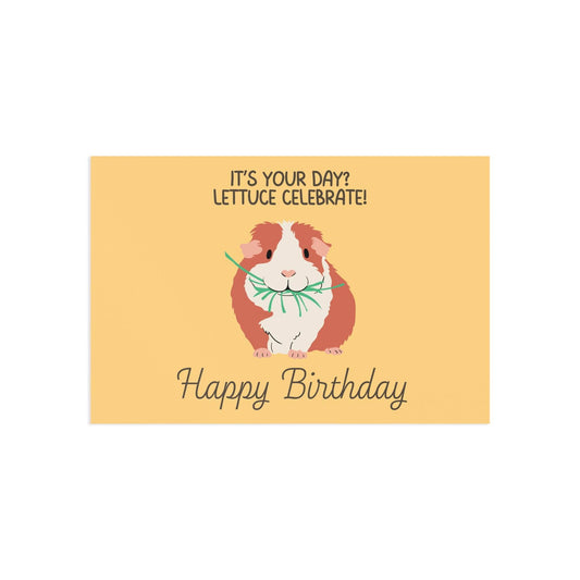 The Dreamer's Bookshop Cute "Lettuce Celebrate" Guinea Pig Birthday Card - The Dreamer's Bookshop.
