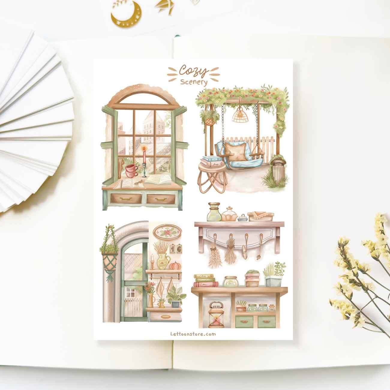 LETTOOn - Stickervel - Gezellige Taferelen - The Dreamer's Bookshop.
