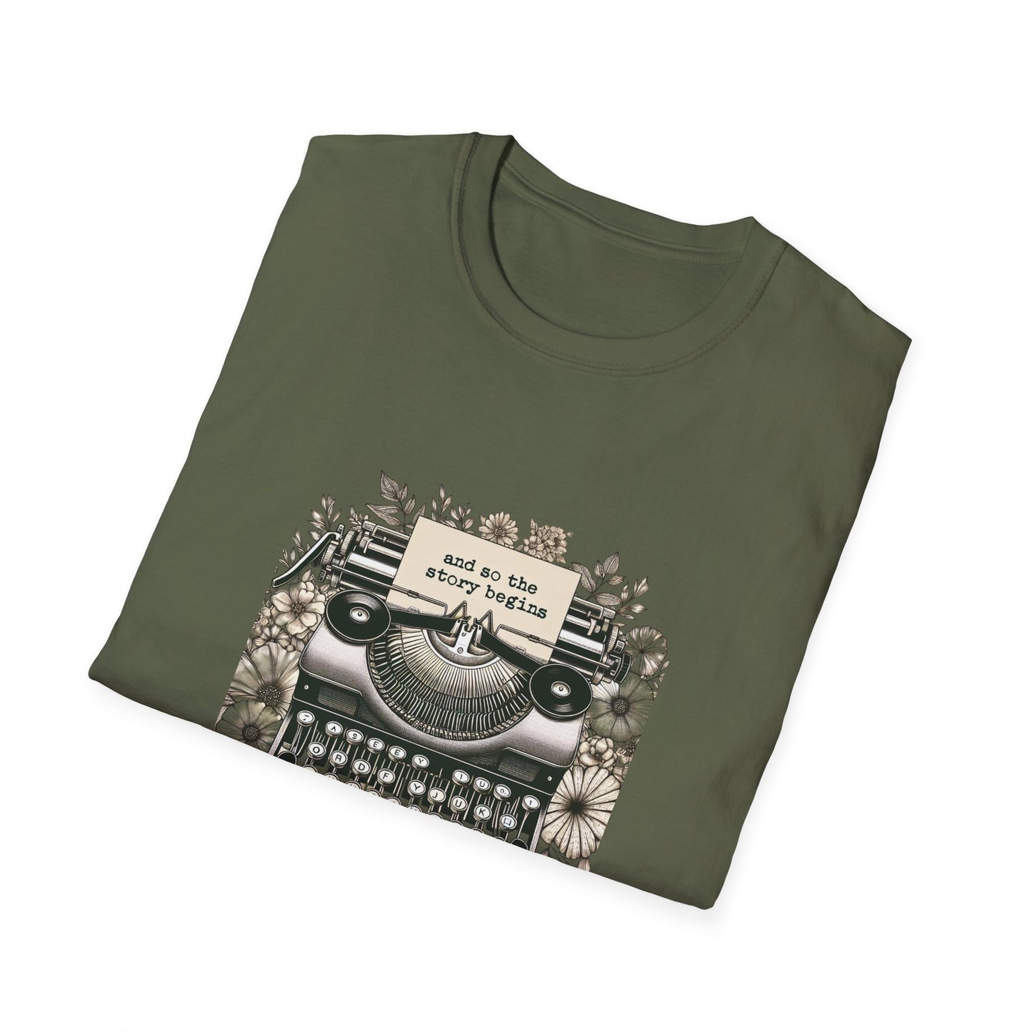 Unisex T-Shirt - Vintage Writing "Story Begins" for Book Lovers - The Dreamer's Bookshop.