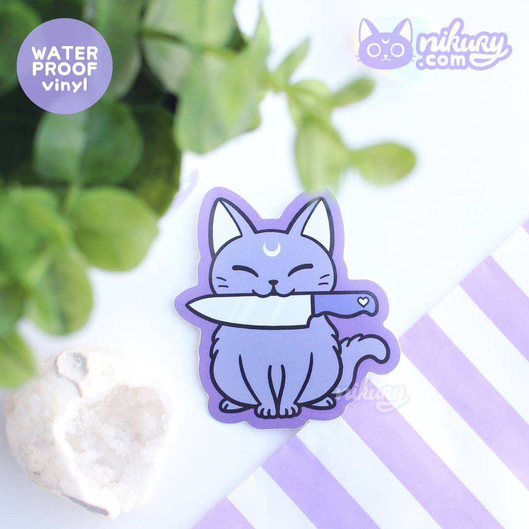 Nikury - Black Meowgic | Protect Cat Vinyl Sticker - The Dreamer's Bookshop.
