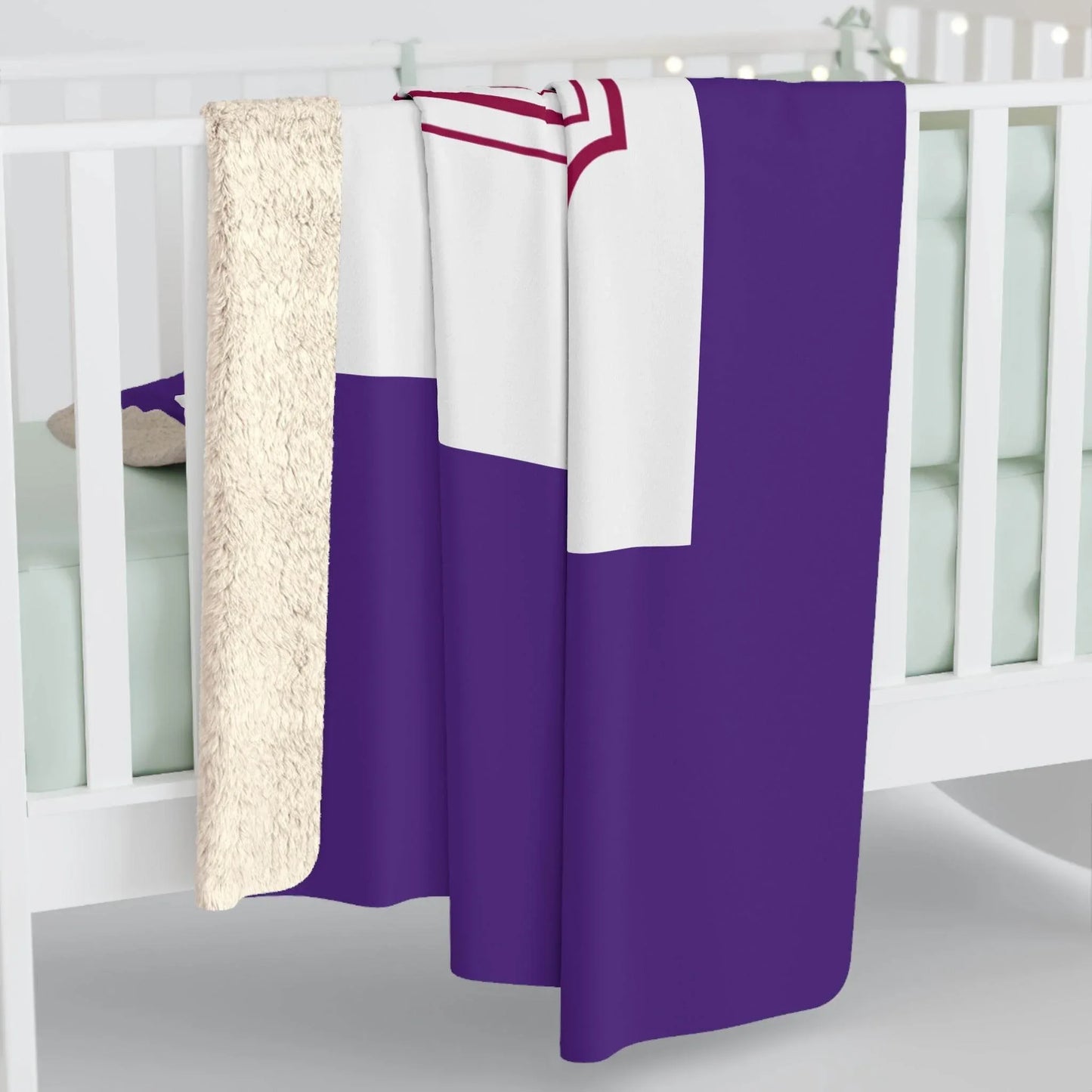 Purple Cozy Sherpa Fleece Blanket - 'The Dreamer's Bookshop' Design - The Dreamer's Bookshop.