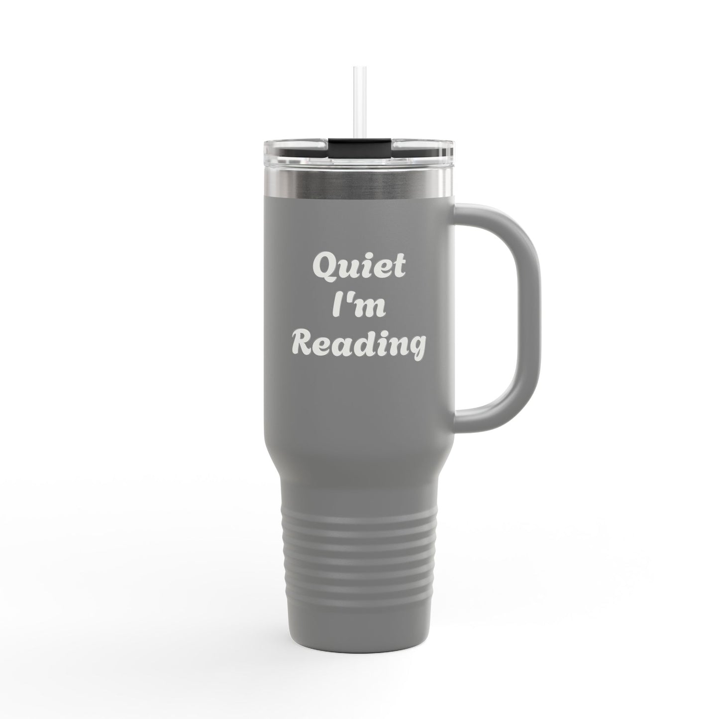 Insulated Travel Mug - "Quiet I'm Reading" - 40oz Coffee Cup for Book Lovers - The Dreamer's Bookshop.