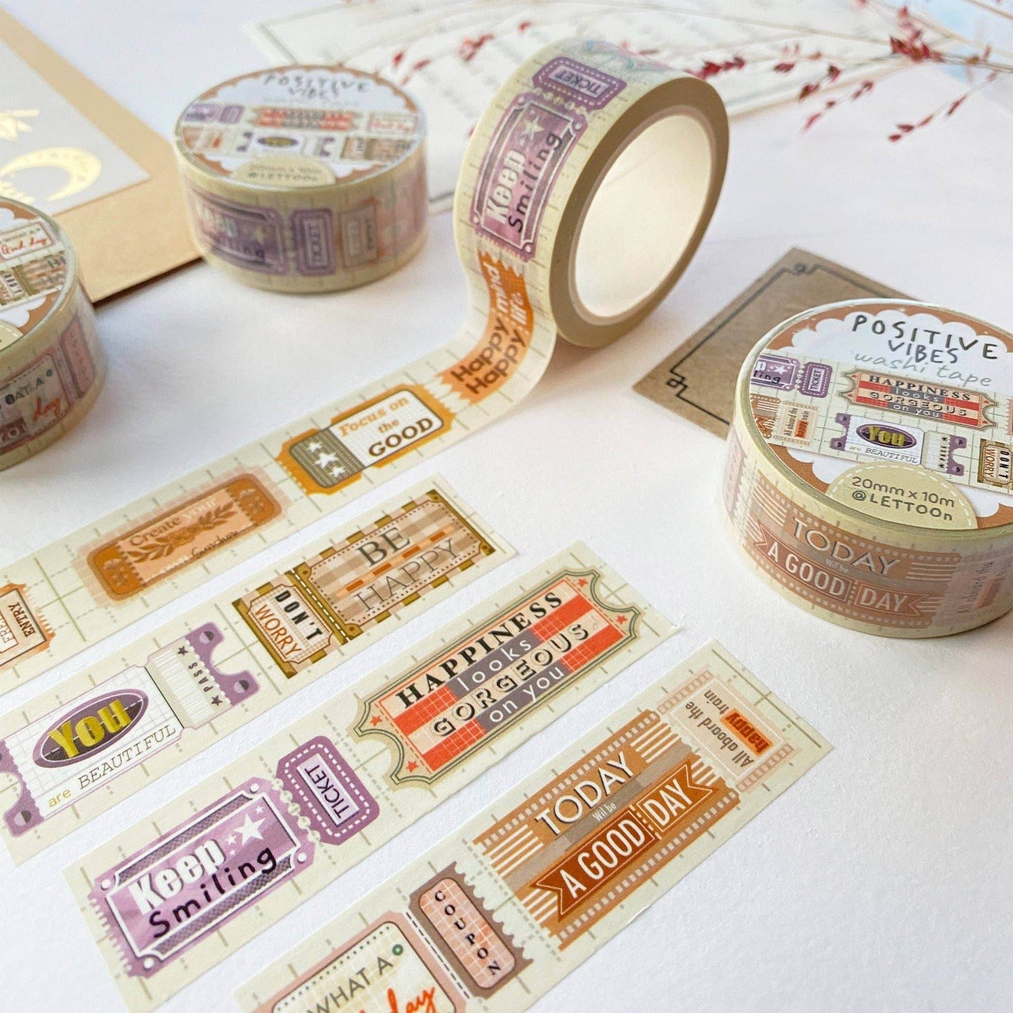 LETTOOn - Washi Tape - Positive Vibes - The Dreamer's Bookshop.
