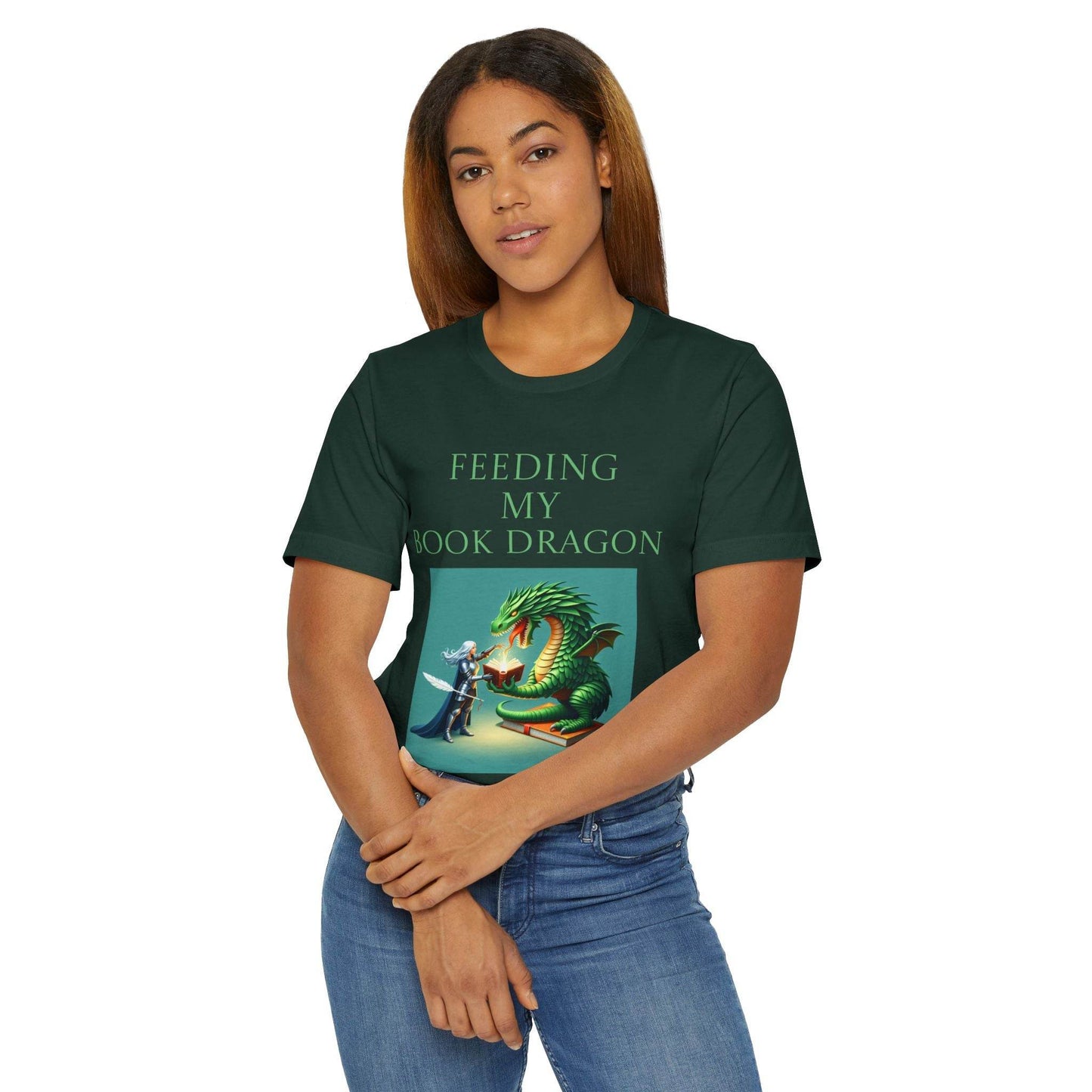 Unisex Jersey T-Shirt - Book Dragon - The Dreamer's Bookshop.