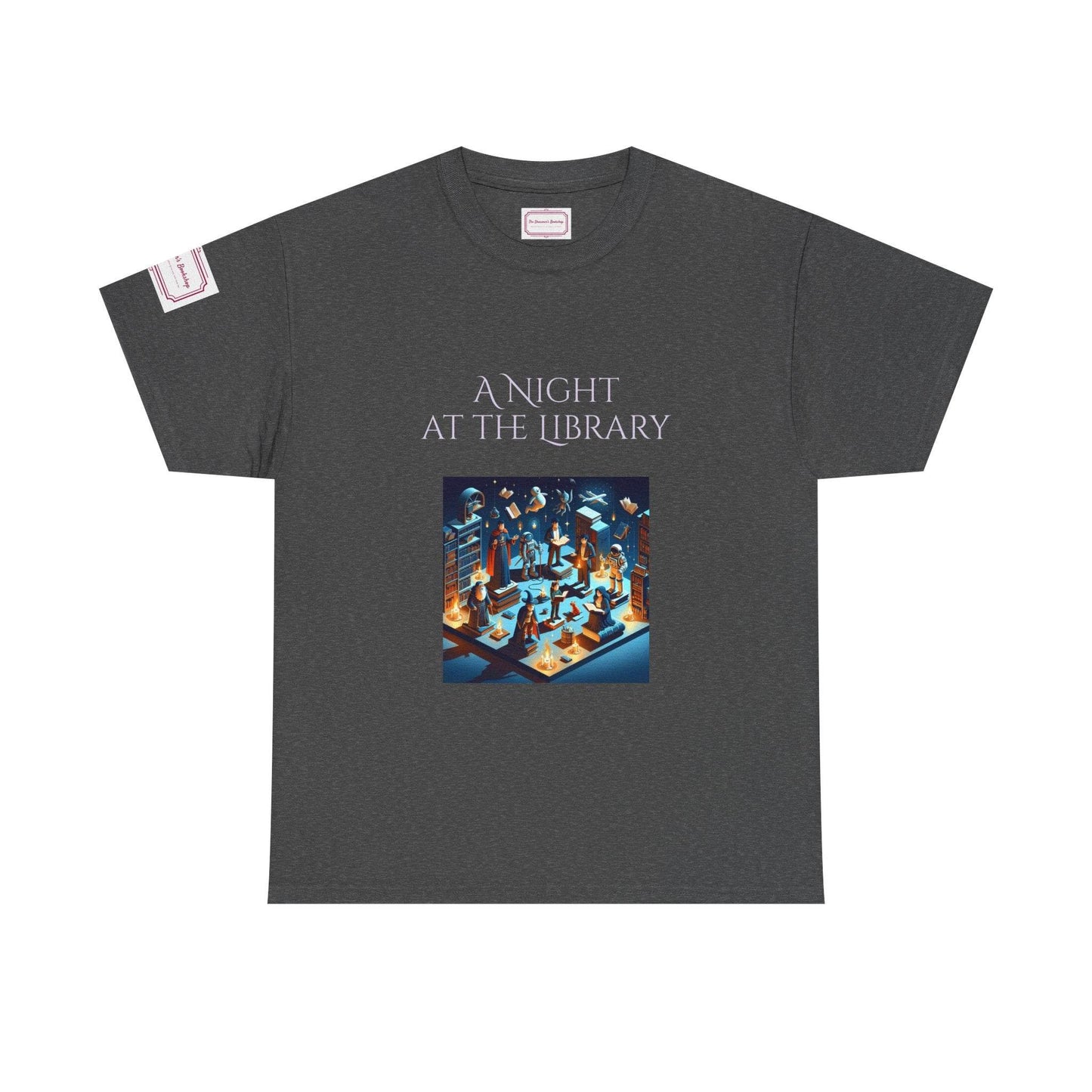 Night at the Library - Unisex Heavy Cotton Tee - Perfect for Book Lovers - The Dreamer's Bookshop.