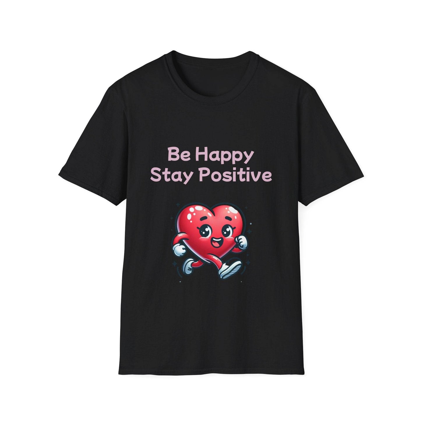 Be Happy Stay Positive Unisex Softstyle T-Shirt - Cheerful Graphic Tee for Everyday Wear - The Dreamer's Bookshop.