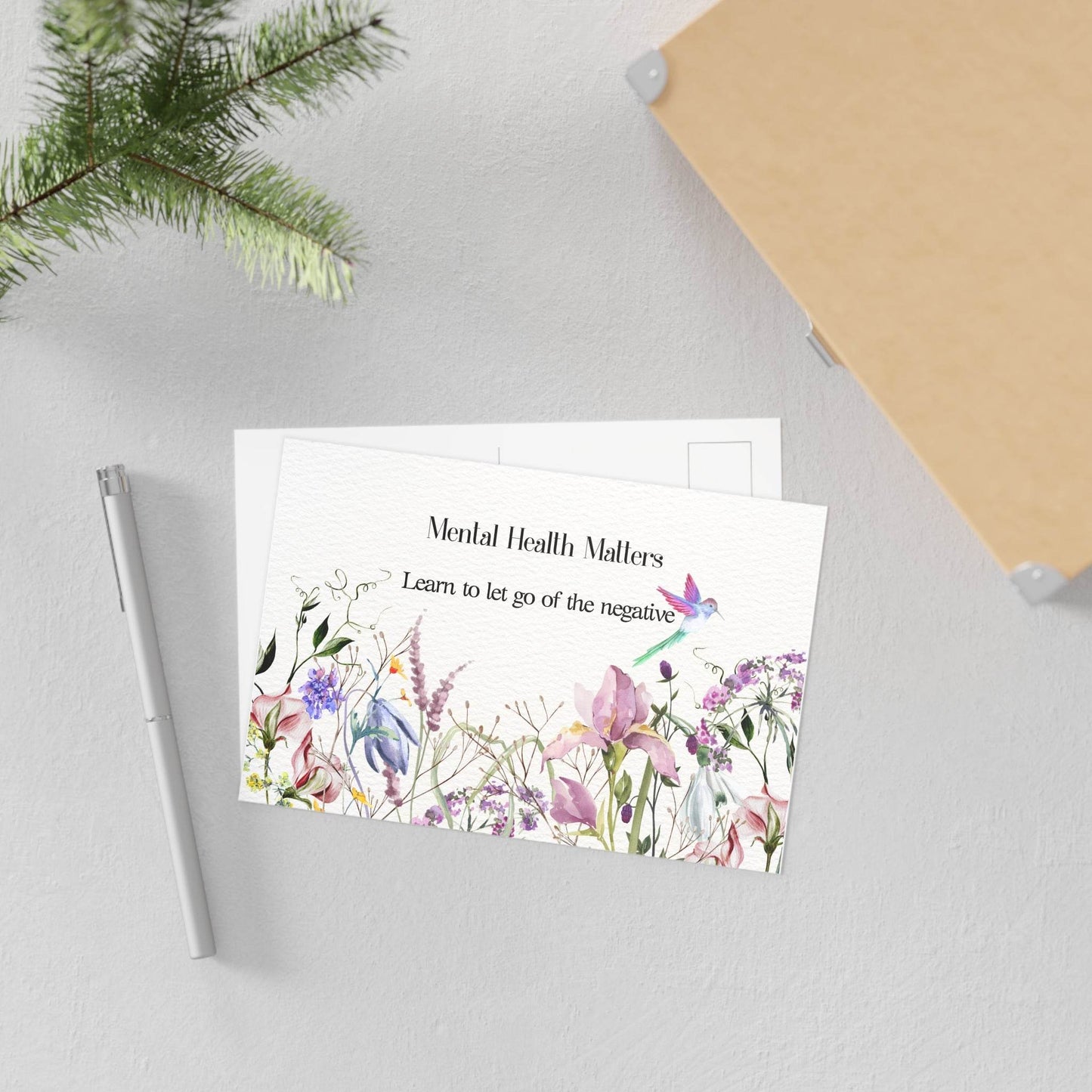 Watercolor "Let Go" Mental Health Matters Art Print Card - The Dreamer's Bookshop.