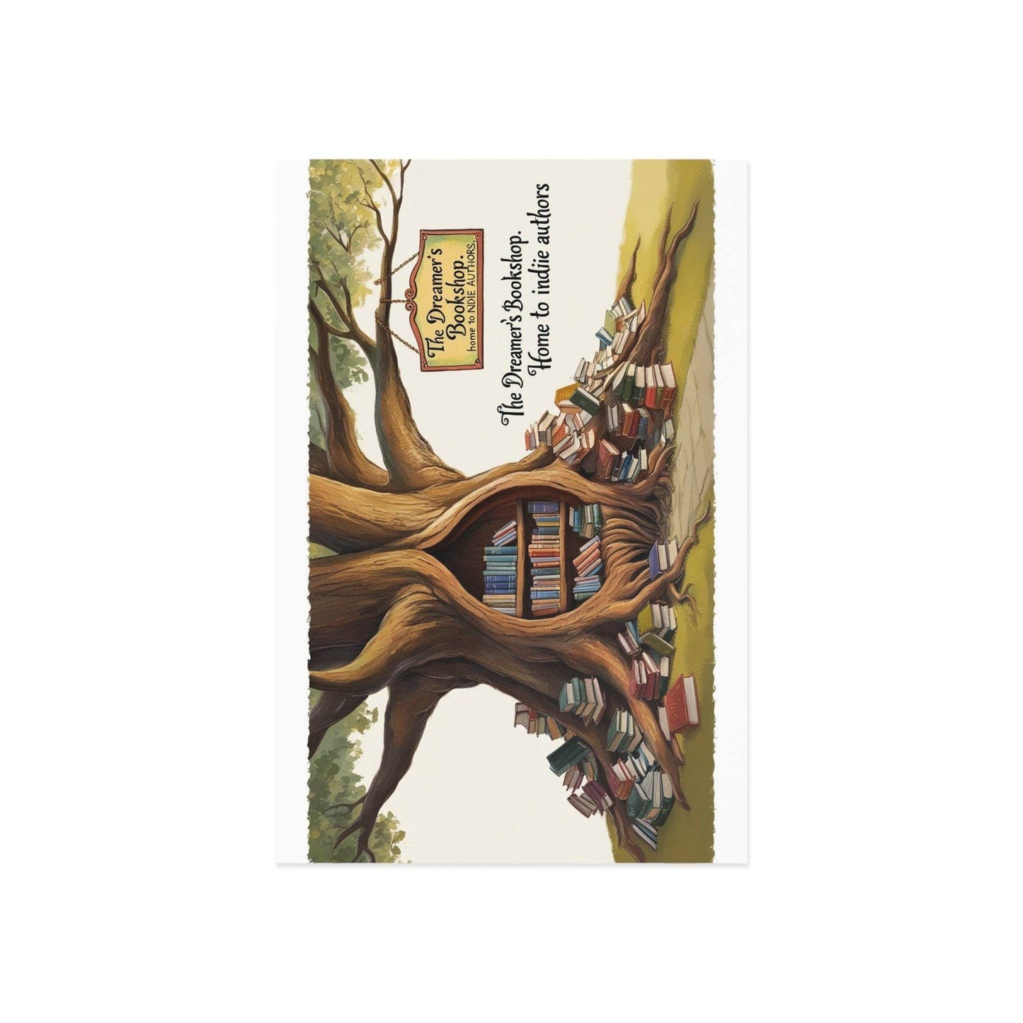 The Dreamer's Bookshop - Tree and Books Card - The Dreamer's Bookshop.