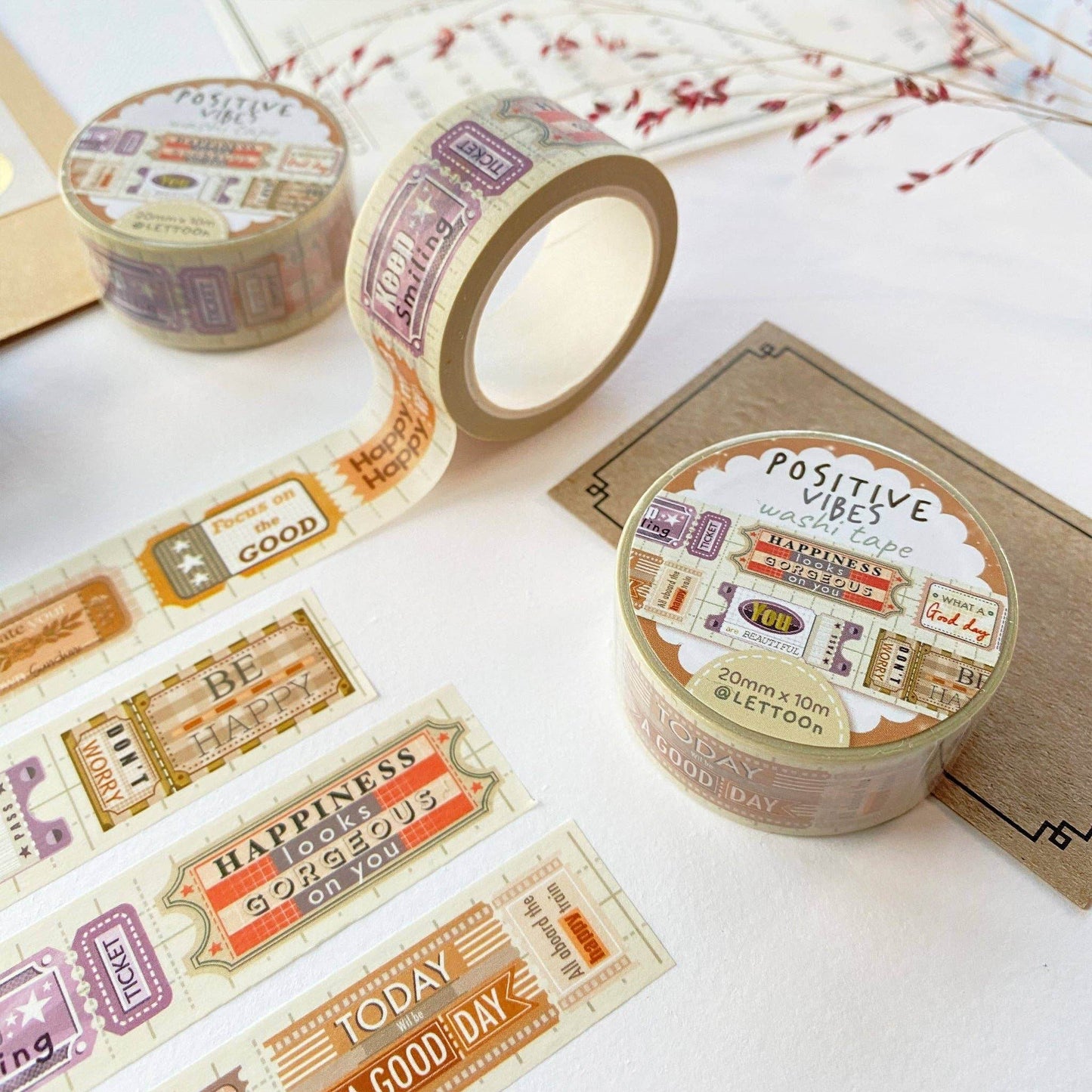 LETTOOn - Washi Tape - Positive Vibes - The Dreamer's Bookshop.