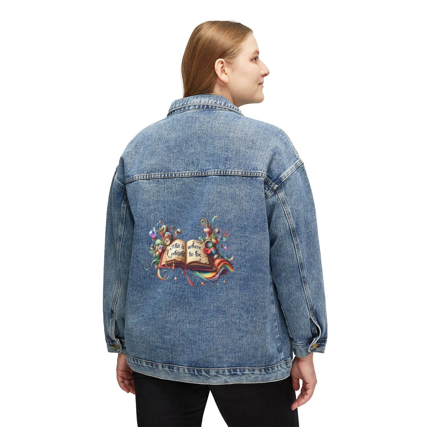 Women’s Denim Jacket with Inspirational Quote - Perfect Summer Layering - The Dreamer's Bookshop.