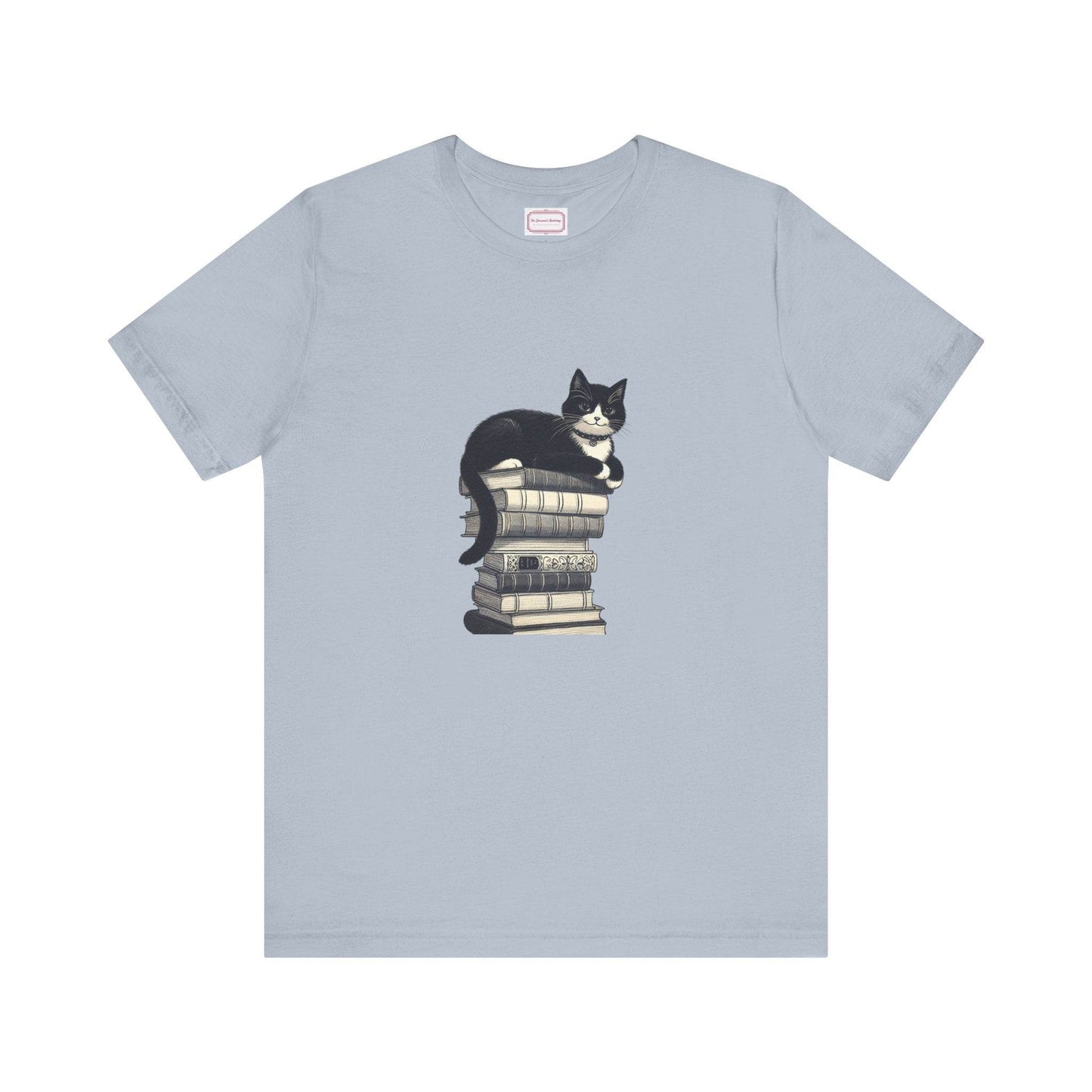 Unisex T-shirt - Vintage Cat Book Stack Booknerds - The Dreamer's Bookshop.