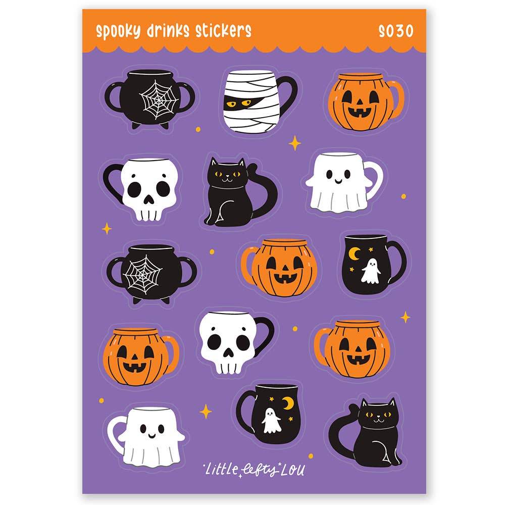 Little Lefty Lou - Matte waterdichte stickers van Spooky Drinks - The Dreamer's Bookshop.