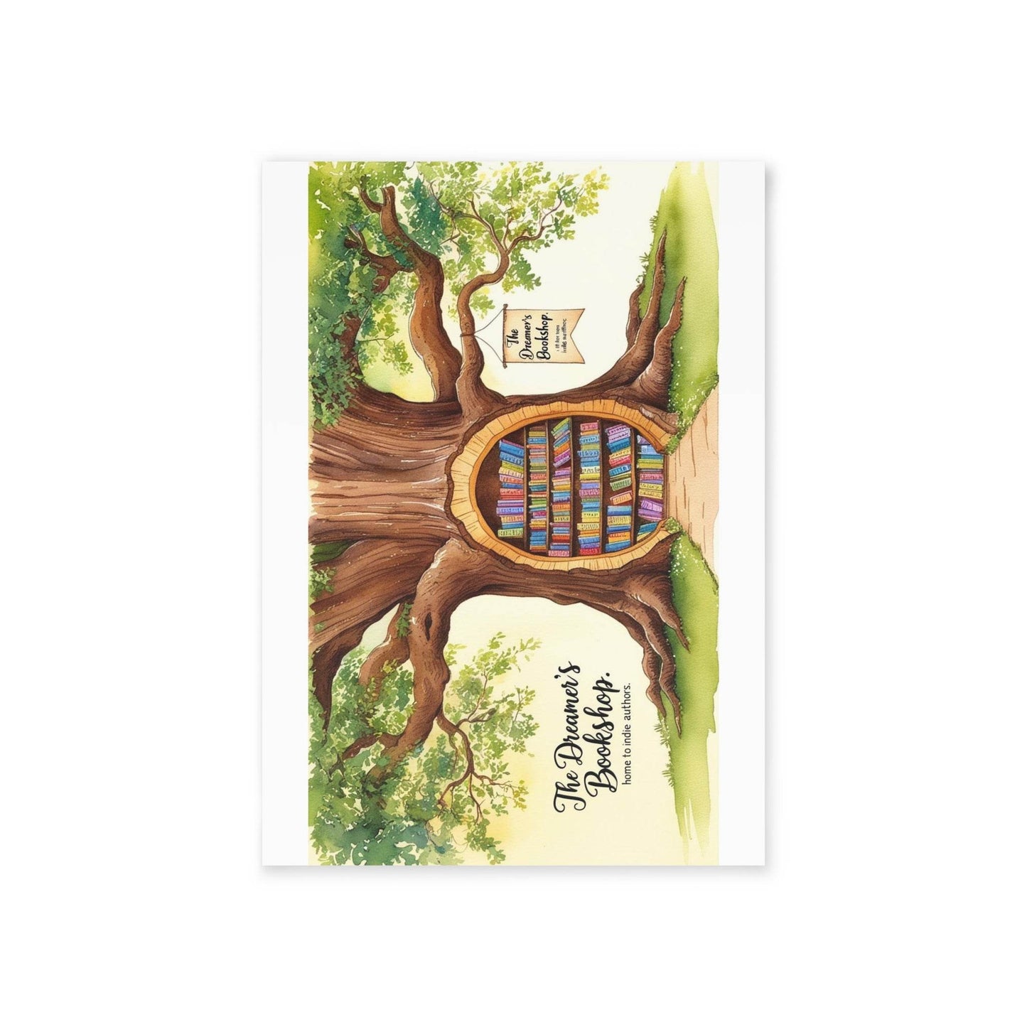 The Dreamer's Bookshop - Tree and Books Card - The Dreamer's Bookshop.