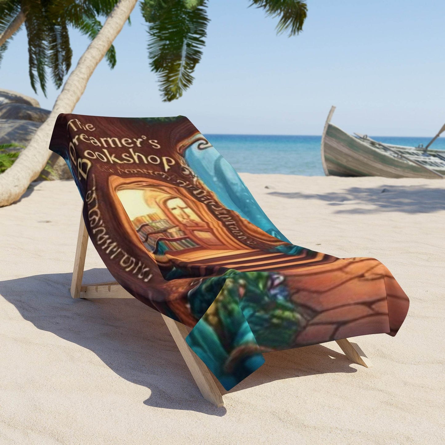 Dreamer's Bookshop Beach Towel - Enchanted Reading On The Shore - The Dreamer's Bookshop.