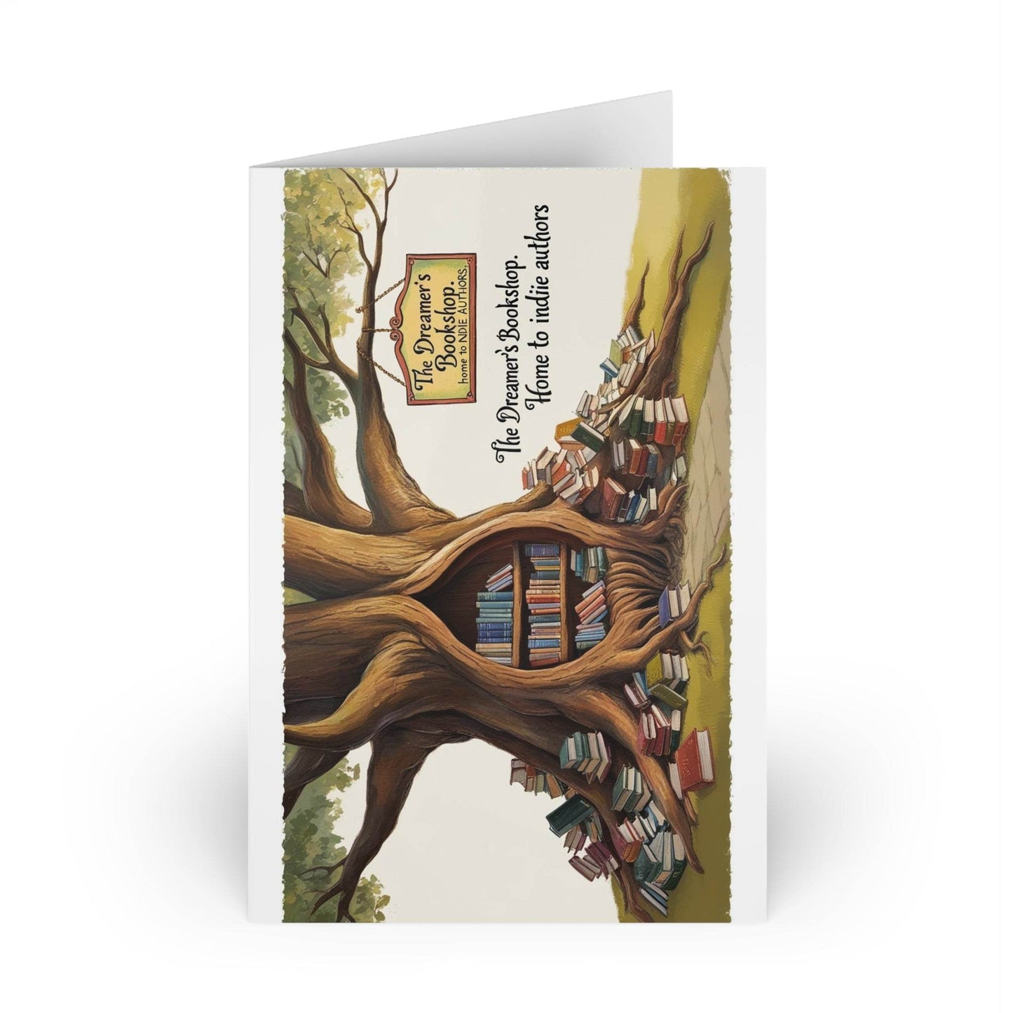 The Dreamer's Bookshop - Tree and Books Card - The Dreamer's Bookshop.