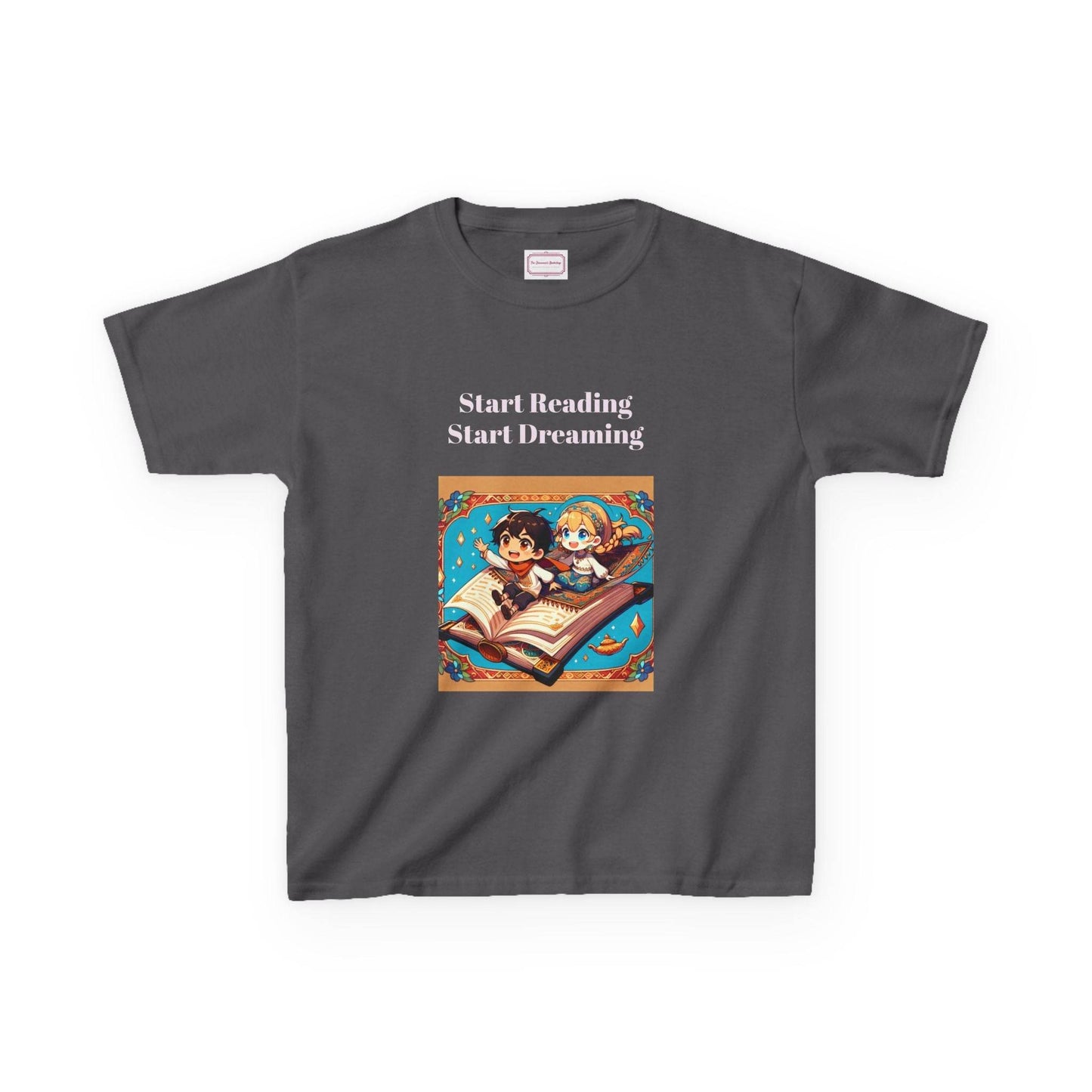 US (Ww) Kids Heavy Cotton™ Tee - Start Reading Start Dreaming Shirt - The Dreamer's Bookshop.